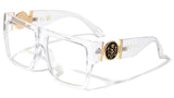 Oversized Square Lion Head Medallion Sunglasses