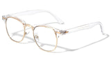 Transparent Horn Rimmed Square Classic Retro Sunglasses with Clear Lenses
