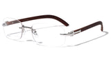 Dean Slim Rimless Metal & Faux Wood Eyeglasses / Clear Oval Lens Sunglasses - Frames