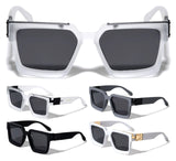 Soft Rubber Coated Sleek Oversized Thick Bold Square Luxury Sunglasses