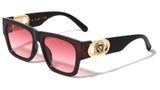 Kleo Square Gold Tiger Medallion Classic Casual Retro Sunglasses