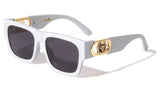 Kleo Square Gold Tiger Medallion Classic Casual Retro Sunglasses