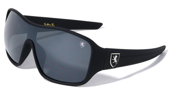 Khan Soft Rubber Oversized Shield Wrap Around Sunglasses