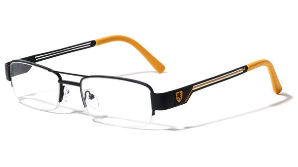 Khan Slim Half Rim Semi Rimless Rectangular Clear Lens Eyeglasses