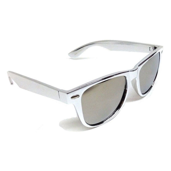 Silver Platinum Metallic Square Sunglasses Mirror Lenses