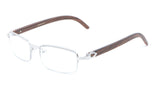 Luxe Debonair Metal & Faux Wood Slim Half Rim Rectangular Clear Lens Sunglasses / Eyeglasses Frames