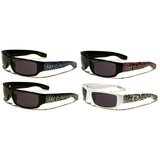 Locs Paisley Bandana Print Slim Rectangular Retro Wrap Around Sunglasses
