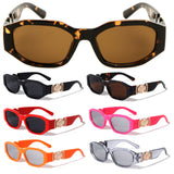 Slim Oval Gold Tiger Medallion Luxury Biggie Sunglasses