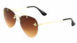 Small 3D Killer Bee Luxury Rimless Aviator Sunglasses