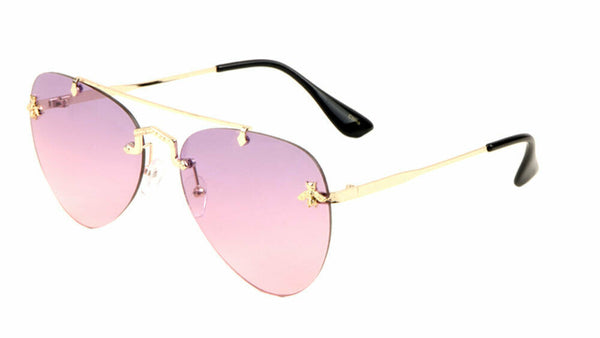Small 3D Killer Bee Luxury Rimless Aviator Sunglasses