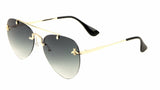 Small 3D Killer Bee Luxury Rimless Aviator Sunglasses