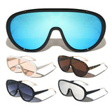 Oversized Futuristic One Piece Shield Lens Aviator Sunglasses