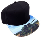 Black Sublimated Print Bill Strapback Hat