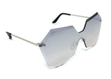 Rimless Oversized Laser Cut Futuristic One Piece Shield Lens Luxury Sunglasses
