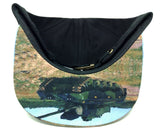 Black Sublimated Print Bill Strapback Hat