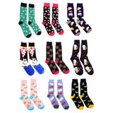 Fine Fit Casual Fast Food Snack Pattern Knit Crew Socks