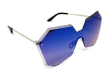 Rimless Oversized Laser Cut Futuristic One Piece Shield Lens Luxury Sunglasses