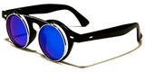 Cool Flip Up Round Clear Circle Lens Retro Steampunk Luxury Sunglasses