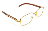 Apprentice Slim Rectangular Metal & Faux Wood Luxury Sunglasses