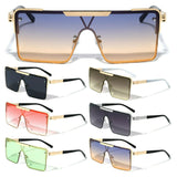 Oversized Square One Piece Shield Lens Luxury Aviator Sunglasses
