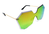 Rimless Oversized Laser Cut Futuristic One Piece Shield Lens Luxury Sunglasses