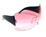Alps Rimless Oversized Shield Mono Lens Futuristic Retro Sunglasses