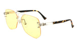 Wynwood Oversized Rimless Square Geometric Luxury Aviator Sunglasses