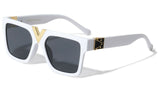 Gold V Trendy Luxury Square Retro Classic Casual Fancy Aviator Sunglasses