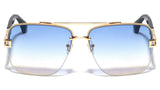 Elegant Square Semi Rimless Fancy Metal & Plastic Luxury Aviator Sunglasses