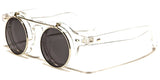 Cool Flip Up Round Clear Circle Lens Retro Steampunk Luxury Sunglasses