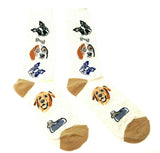 Fine Fit Casual Funny Animal Pattern Knit Crew Socks