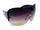 Alps Rimless Oversized Shield Mono Lens Futuristic Retro Sunglasses