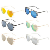 Geometric Lattice Wire Metal Frame Futuristic Aviator Luxury Sunglasses