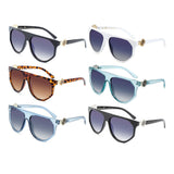 Kleo Flat Top Square Lion Head Medallion Luxury Sunglasses