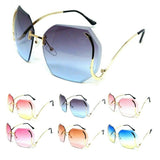 Womens Oversized Rimless Beveled Geometric Square Luxury Sunglasses