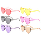 Thick Bold Oversized Lolita Heart Shaped Rimless Mono One Piece Shield Lens Sunglasses