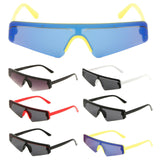 Slim Skinny Semi Rimless Shield One Piece Mono Lens Futuristic Wrap Sunglasses