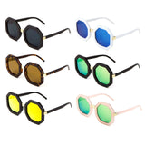 Thick Bold Oversized Frame Octagon John Lennon Luxury Sunglasses w/ Flat Lenses