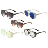 Pines Luxury Flat Top Round Lens Aviator Sunglasses w/ Mesh Side Shield