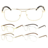 Associate Metal & Faux Wood Aviator Eyeglasses / Clear Lens Luxury Sunglasses