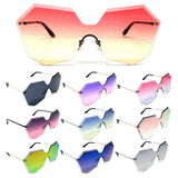 Rimless Oversized Laser Cut Futuristic One Piece Shield Lens Luxury Sunglasses