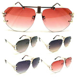 Syndicate Oversized Rimless Square Luxury Aviator Sunglasses