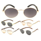Scholar Luxury Oval Metal & Faux Wood Sunglasses
