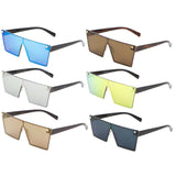 Art Deco Flat Top Shield One Piece Floating Lens Sunglasses
