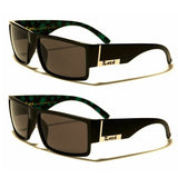 Locs Square Marijuana Weed Leaf Print Retro Chopper Sunglasses