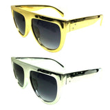 Retro Metallic Round Flat Top Sunglasses