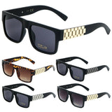 Watch Band Link Chain Square Luxury Sunglasses w/ Tinted Lenses