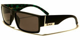 Locs Square Marijuana Weed Leaf Print Retro Chopper Sunglasses