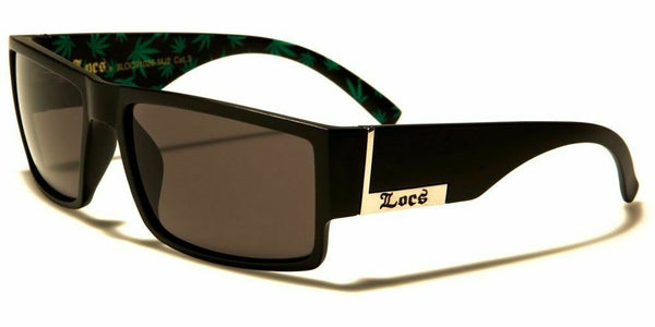 Locs Square Marijuana Weed Leaf Print Retro Chopper Sunglasses
