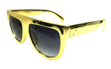 Retro Metallic Round Flat Top Sunglasses